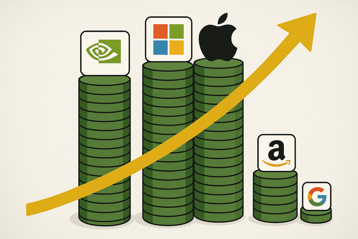 The balance of global corporate power has entered a new age. For the first time in history, three companies, Nvidia, Microsoft, and Apple, each hover around or beyond the $4 trillion valuation mark, a milestone that redefines not only scale but the very mechanics of value creation.These companies are no longer merely leaders in their sectors; they are the scaffolding of the digital economy. Their technologies power global data flows, underwrite automation, and increasingly shape how humans work, think, and connect.Together, they stand at the centre of a transformation where artificial intelligence and cloud computing form the infrastructure of modern capitalism.The ascent of this trio marks a fundamental realignment in global markets, one driven less by industrial might and more by computational power. Each has translated technological dominance into structural control over the world’s digital systems, and in doing so, has redrawn the boundaries of corporate influence.Nvidia dominates the trillion dollar hierarchyNvidia Corporation, worth about $4.72 trillion,<strong> </strong>sits at the top of the global corporate hierarchy. Its chips are the backbone of the AI revolution, powering data centres, supercomputers, and machine learning models across industries.The company’s new H200 and Blackwell GPUs have been rapidly adopted by cloud leaders such as Amazon Web Services, Google Cloud, and Microsoft Azure. Over the past year, Nvidia’s shares have surged more than 37%, reflecting near-universal demand for its hardware as AI adoption accelerates.Once a niche gaming chipmaker, Nvidia now provides the essential infrastructure for computing itself, a position comparable to what oil producers represented in the industrial era.Microsoft strengthens its hold on artificial intelligenceMicrosoft, valued at around $4.05 trillion, has deepened its dominance through a landmark <a href="https://invezz.com/news/2025/10/28/microsoft-deepens-openai-alliance-with-135-billion-deal-and-ai-access-until-2032/">deal with OpenAI</a>. The agreement grants the tech giant a 27% stake worth $135 billion and access to OpenAI’s most advanced models until 2032.OpenAI, in turn, has committed $250 billion in spending on Microsoft’s Azure cloud platform, ensuring sustained growth for one of Microsoft’s fastest-expanding business segments.The partnership allows OpenAI to operate as a for-profit entity under the oversight of its nonprofit foundation, ending months of uncertainty over its structure.Within Microsoft, AI is already transforming operations. The company estimates that as much as 30% of certain coding projects are now completed by AI tools, saving over $500 million annually in customer service costs and driving productivity across its platforms.Apple hit $4 trillion milestone briefly Apple Inc’s shares briefly joined the $4 trillion club on Tuesday, becoming only the third company in history to achieve the feat.Its shares have surged 56% since April, adding $1.4 trillion in value, propelled by booming <a href="https://invezz.com/news/2025/10/22/apple-reshapes-iphone-17-production-as-consumers-and-tariffs-test-its-strategy/">demand for the iPhone 17</a>, which outsold its predecessor by 14% in the first 10 days of release in the US and <a href="https://invezz.com/news/2025/09/19/iphone-17-sparks-strong-demand-in-china-pro-max-popularity-boosts-apples-recovery-hopes/">China</a>.The company has also <a href="https://invezz.com/news/2025/10/15/apple-unveils-m5-macbook-pro-ipad-pro-and-vision-pro-ahead-of-holiday-season/">refreshed its hardware portfolio</a> with new iPads, MacBook Pros, and the Vision Pro headset featuring the powerful M5 chip. Experts say these launches mark the beginning of a long-anticipated upgrade cycle, reflecting Apple’s continued mastery of product timing and ecosystem design.Alphabet and Amazon expand through restructuring and automationAlphabet remains the fourth most valuable company with a market value of about $3.24 trillion, and remains a core driver of the digital economy through its dominance in search, digital advertising, and artificial intelligence.Its Gemini AI model and DeepMind division continue to pioneer breakthroughs in generative AI and scientific computing. The company’s strong performance in cloud services and YouTube advertising has propelled it into the $3 trillion tier, reinforcing its role as a diversified tech powerhouse.Amazon, valued at $2.42 trillion, is undergoing one of its largest structural transformations to date. The company announced plans to <a href="https://invezz.com/news/2025/10/28/amazon-prepares-for-one-of-techs-biggest-layoffs-ever-heres-what-to-know/">eliminate roughly 14,000 corporate jobs</a>, representing around 4% of its white collar workforce, as it accelerates the integration of AI across logistics, payments, and cloud operations.Chief Executive Andy Jassy has described the cuts as part of a broader effort to “reduce bureaucracy” and redeploy resources towards automation. While painful in the short term, the move positions Amazon to maintain leaner operations and drive long term efficiency. Its cloud arm, Amazon Web Services, remains its main growth engine, supporting both AI and enterprise infrastructure worldwide.The algorithmic economy emergesTogether, the top five companies, Nvidia, Microsoft, Apple, Alphabet, and Amazon, now represent more than $18 trillion in combined market value, exceeding the GDP of most countries. Their rise marks the dawn of a new economic order in which computational power and digital infrastructure outweigh traditional measures of capital.The $4 trillion club symbolizes more than financial achievement.It represents the shift from an industrial world built on machinery to an algorithmic one powered by intelligence.The post <a href="https://invezz.com/news/2025/10/28/the-4-trillion-club-how-nvidia-microsoft-and-apple-are-rewriting-capitalism/">The $4 trillion club: how Nvidia, Microsoft, and Apple are rewriting capitalism</a> appeared first on <a href="https://invezz.com/">Invezz</a>